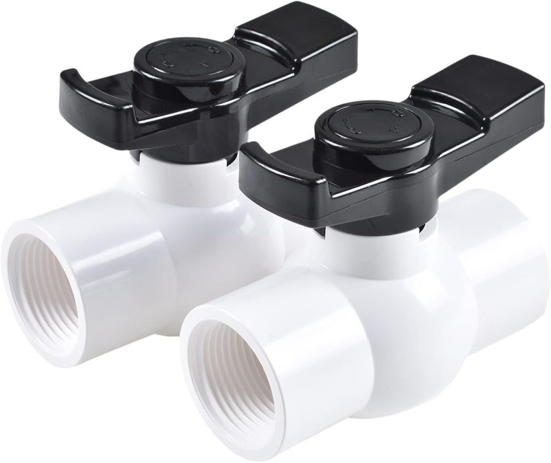 AIPOR 1-1/4" PVC Ball Valve (2-Pack), Shut-Off Ball Valve Threaded (NPT) with Easy to rotate and Excellent Handle, Rated at 150 PSI, (1 1/4 inch NPT) - Image 1